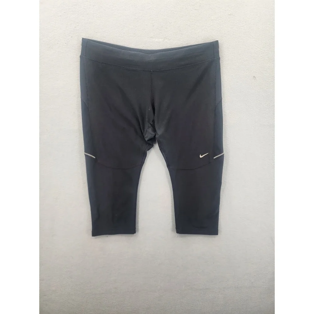 Nike Dri-FIT Black Cropped Running Leggings Womens XL Activewear Yoga Workout